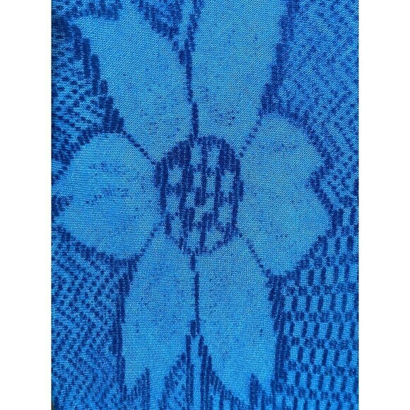 Vintage Floral Lace Top M Blue Coastal Boho Western Hippie Classic 80s Indie - Picture 8 of 15